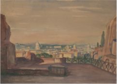 Dressler, August Wilhelm (1886-1970) "Blick auf Rom vom Forum Romanum", Mischtechnik, sign. u.r. un