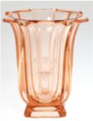 Art-Deco-Vase, August Walther, Dresden, Rosalin-Glas, H. 15,5 cm