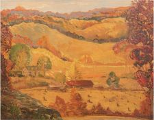 Walcher, Ferdinand Edward (1895-1955, amerikanischer Künstler) "Landschaft Indian Summer", Öl/Karto