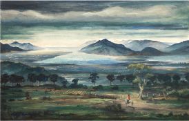 Sapper, Richard (1891 Guatemala-1964 Stuttgart) "Südamerikanische Landschaft mit Reiter", sign. u.r