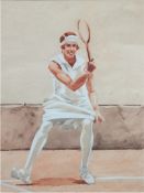 Eisele, Hans-Heinz (1896- 1981) "Tennisspielerin", Aquarell, signiert u.r., 36x27 cm, hinter Glas i