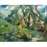 Kohlhoff, Wilhelm (1893 Berlin-1971 Schweinfurth)"Landschaft mit Personenstaffage am Badesee", Öl/L