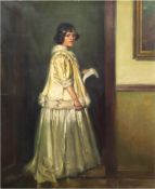 Possin, Rudolf (1861 Magdeburg-1922 Berlin) "Junge Dame in herrschaftlicher gelber Robe mit Hermeli