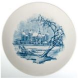 Meissen-Ansichtenteller "Schloß Moritzburg", 1971, blaue Unterglasurmalerei, 1. Wahl, Dm. 26 cm