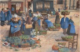 Garin, Louis (1888-1959, französischer Maler) "Markt von Rennis", Aquarell, sign. und bez. u.r., da