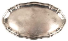 Kleines Tablett, oval, 835er Silber, Chippendale, L. 25,5 cm