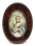 Miniatur "Porträt einer Dame", Frankreich um 1860, feine Malerei auf Bein, sign. Lily, oval, im Bro