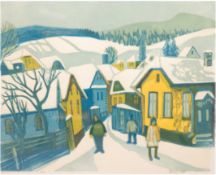 Wohl Schumm, Heinrich (1923-) "Winter in der Kleinstadt", Farbholzschnitt, sign. u.r. und dat. 1966