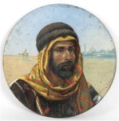Falk, Bjarne Sejersted (1866-1911) "Nordafrikaner mit klassischer Kopfbedeckung und Tuch", Öl/Metal