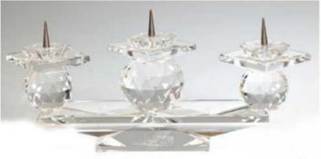Kerzenleuchter, Swarovski-Kristall, 3-flammig, H. 7 cm, B. 19 cm