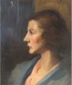 Walcher, Ferdinand Edward (1895-1955, amerikanischer Künstler) "Porträt einer Dame im Halbprofil", 