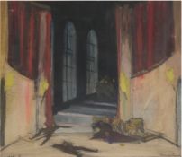 Deutsch, Anna (1895-1984, Malerin 1. Hälfte 20. Jh.) "Bühne zu Shakespeares Hamlet V", Mischtechnik