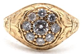 Ring um 1900, GG 585, 4,9 gr., Brillanten ca. 0,75 ct., Innendurchmesser 17,5 mm, RG 55,