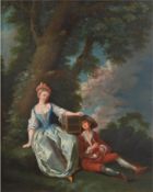 Maler des 19. Jh. "Amouröse Szene", 19. Jh., Öl/Holz, unsigniert, 24x19 cm, Rahmen