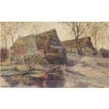 Kropp, Heinrich (1900-1982) "Worpswede", Aquarell, sign. u.r. und bez. u.l., 27,5x39 cm im Passepar