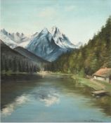 Eichler, Wilhelm "Alpenmotiv", Öl/Hf., signiert u.r., rücks. betitelt, 44x35 cm, Rahmen