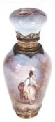 Parfümflakon, um 1870, emaillierter Korpus mit Silbermontierung, undeutl. punziert, umlaufend feine