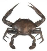 "Angriffslustige Krabbe", Bronze, braun patiniert, 16x19x17 cm