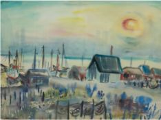 Peters, Lilo (1913-2001) "Ostseehafen", Aquarell, signiert und datiert '54 u.r., 46x59,5 cmhinter G