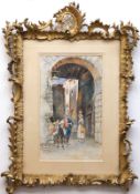 Pavesi, Pietro (1844-1907 Italien) "Begegnung am Stadttor", Aquarell/ Papier, sign. u.l. und dat. 1