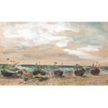 Kretzschmer, Bernhard (1889 Döbeln-1972 Dresden) "Fischerboote am Strand von Boltenhagen", Aquarell