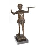 Bronze-Figur "Peter Pan", Nachguß nach George Framton, braun patiniert, bezeichnet "G.F. 1915", Gie
