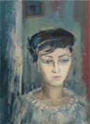 "Porträt einer jungen Frau", Öl/Hf., unsign., 70x46,5 cm, ungerahmt