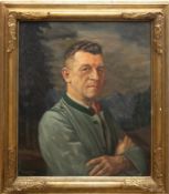 Wechsler, Max (1912-1995) "Herrenporträt vor Landschaftshintergrund", Öl/Lw., signiert und datiert 