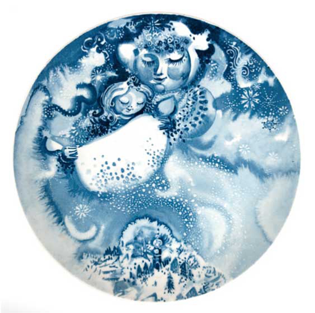Meissen-Sammelteller "Frau Holle", 1977, blaue Unterglasurbemalung, 1. Wahl, Dm. 26 cm