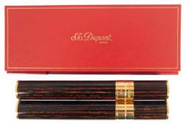 Zigarrenetui für 2 Zigarren, S.T. Dupont Paris, mit Papieren,  Chinalack, z.T. vergoldet, L. 16,4 c