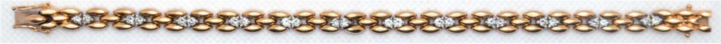 Brillant-Armband, 750er GG/WG, besetzt mit 24 Brillanten in Krappenfassung von zus. ca. 1,20 ct., S