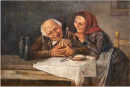 Dietricy, Christian (1712-1774) "Fröhliches älteres Paar", Öl/Lw., sign. u.l., doubliert, 30x44 cm,
