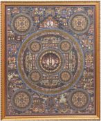 Tibetanischer Thangka "Vielfigurige Darstellungen - traditionelle buddhistische Ikonografie", feine