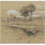 Preussner, Else (1889-1954) "Pommersche Landschaft", Mischtechnik, monogr. u.l., 30x29,5 cm, im Pas