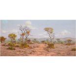 Bredenkamp, Henry (1935) "Afrikanische Landschaft", Öl/Hartfaser, sign. u.r., 45x91 cm, Rahmen (Bre