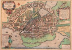 Karte "Grundriß der Edlen Weitberumbten Statt Hamburg-Anno 1651", Original Kupferradierung von M. u