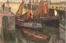 Grethe, Carlos Conrad (1964 Montevideo-1913 Nieuwpoort) "Kleiner Fischerhafen", Öl/Lw., monogr. u.r