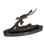 Skulptur "Möwe über Meereswoge", Weißmetallguß, bronziert, unsign., Möwe aufgesteckt, Verbindung re