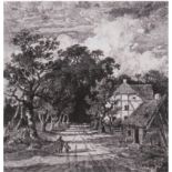 Morgenstern, Christian Ernst Bernhard (1805 Hamburg-1867 München) "Häuser am Waldrand", Radierung,