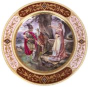 Großer Zierteller, Manufaktur Wien, 2. Hälfte 19. Jh., im Spiegel "Mythologische Szenerie-Armin bei