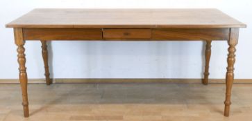 Gründerzeit-Tisch, Nußbaum, gedrechselte Beine, 1 Schubfach in der Zarge, 73x169x81 cm