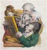 Boilly, Louis Leopold (1761-1845) "Liebhaber der Malerei", Litho., sign., 26,5x23 cm, im Passeparto