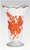 Kleine Vase, Herend, Apponyi orange, Goldpunkte und Goldrand, H. 6 cm