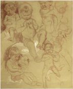 Arnold, Heinrich (1879-1929) "Kinderstudien", Rötelzeichnung, sign. und dat. 1911 u.r., 44x36 cm