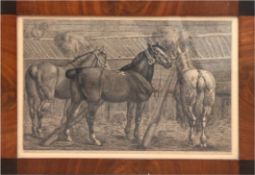 Belle, Friedrich August de la (1787-1845) "Pferde im Stall", Radierung, in der Platte bez. und dati