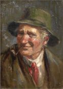 "Porträt eines Pfeife rauchenden Herren", Öl/Mp., undeutl. sign. u.l., 22,5x16,5 cm, Rahmen