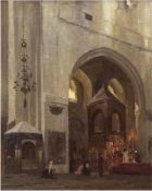Tilke, Max (1869 Breslau-1942 Berlin) "Inneres der alten Kirche von Metschet bei Tiflis", Öl/MK., s