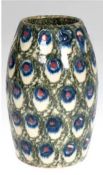 Vase Bunzlau, um 1900, Pfauenauge, Ritz-Nr. 50, H. 15,5 cm