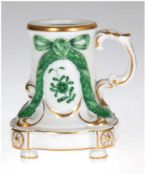 Herend-Kerzenleuchter/Vase, Apponyi grün, Goldstaffage, mit Handhabe, H. 8 cm