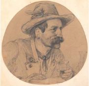 Allers, Christian W. (1857 Hamburg-1915 Karlsruhe) "Porträt eines Herren in der Gaststube", Zeichnu
